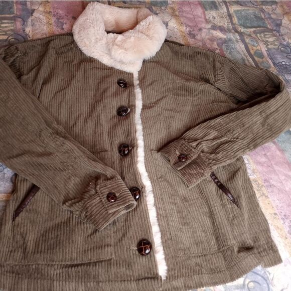 White Crow Womens Jacket Small S Corduroy Long Sleeve Button Up Olive Pockets. - Picture 4 of 12